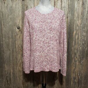 Loft L Women's Sweater Lavender Purple Marled Pullover Cotton Blend Hi Low